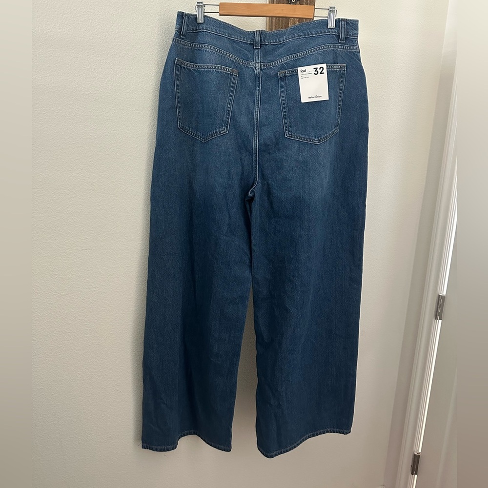 Reformation Rui lived in Classic Blue Wide-Leg Jeans baggy 32 - Picture 8 of 9